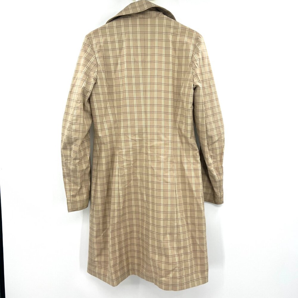 Spooner Prague Plaid Tan Long Jacket Coat Lightweight Tailored Vintage Small - Picture 5 of 5